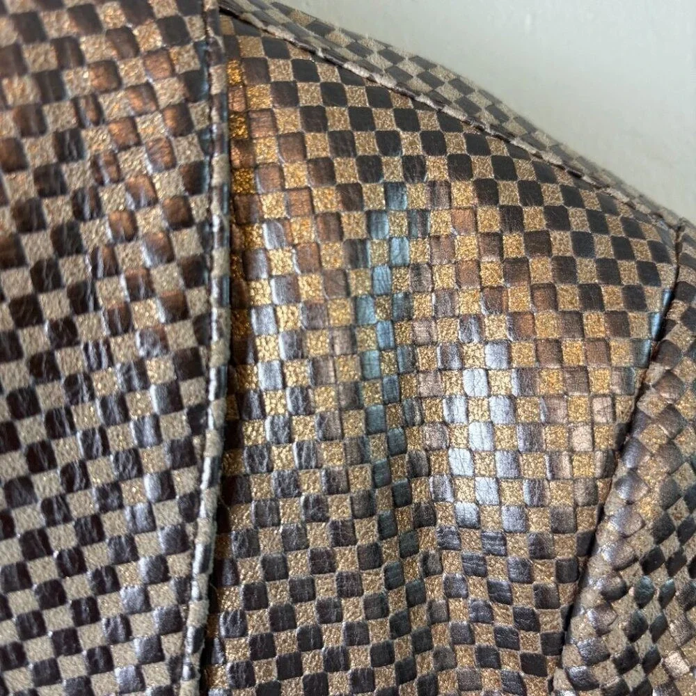 Armani Collezioni Metallic Leather Blazer Jacket Women's 6 Italian 42 Made Italy